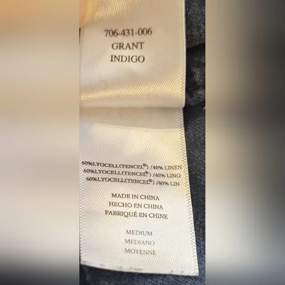 Rails Indigo Linen Military Style Jacket Medium *C7 - Picture 7 of 10